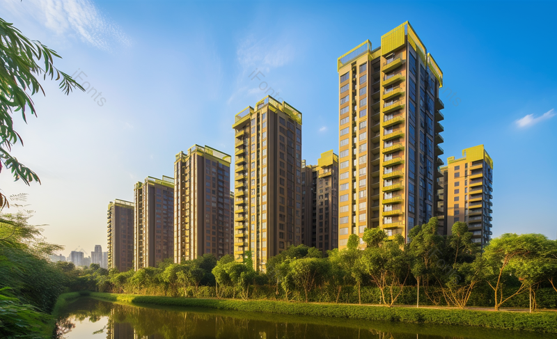 在湖泊旁建造的建筑楼体,高清,摄影图,摄影图片,图片大全,摄影图免费下载
